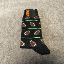 Hot Sox Mens Crew Socks Football Black 1 Pair Sock Size 10-13 Shoe Size 6-12