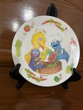 Sesame Street Vintage Kids Plate Muppets Inc. Big Bird Cookie Monster and Grover