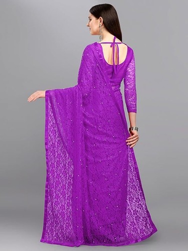 Women's Net Saree Stone Work Designed Saree Beautiful Party wear Look Saree - Picture 36 of 82