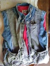 Denim Vest Zipper Blue Gray Insulated The Jack Set Pocket Top Size Small Vintage