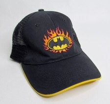 Batman DC Comics Flames Mesh Hat  Youth Adjustable Size  Hook  Loop Strapback