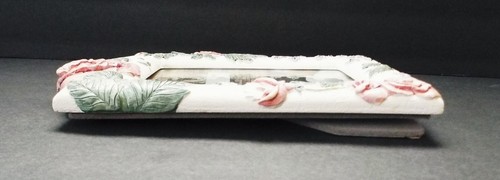 White Photo Frame W/ Pink Roses Fits a 5 x 7 Photo Frosted Glass - Picture 11 of 11