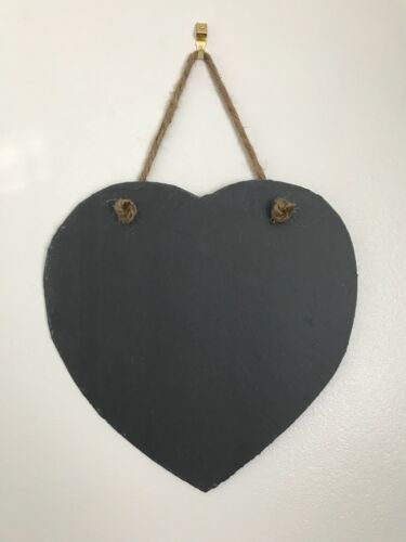3 Large 25cm Handmade Slate Hanging Heart Chalkboard Blackboard Shabby Chic - Picture 5 of 6