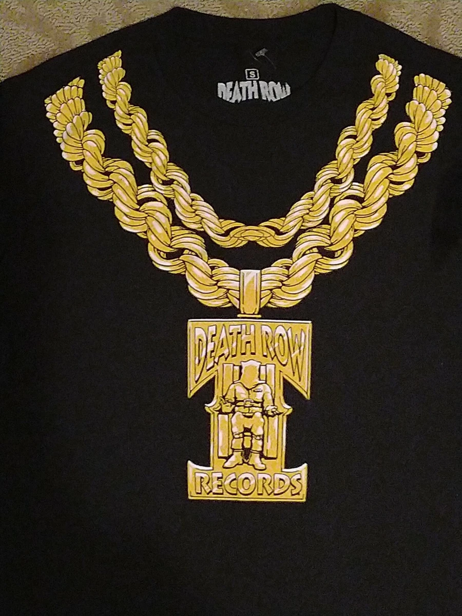 Death Row Records Mens King Ice Gold Chain Black Logo T Shirt Size Sm Brand New