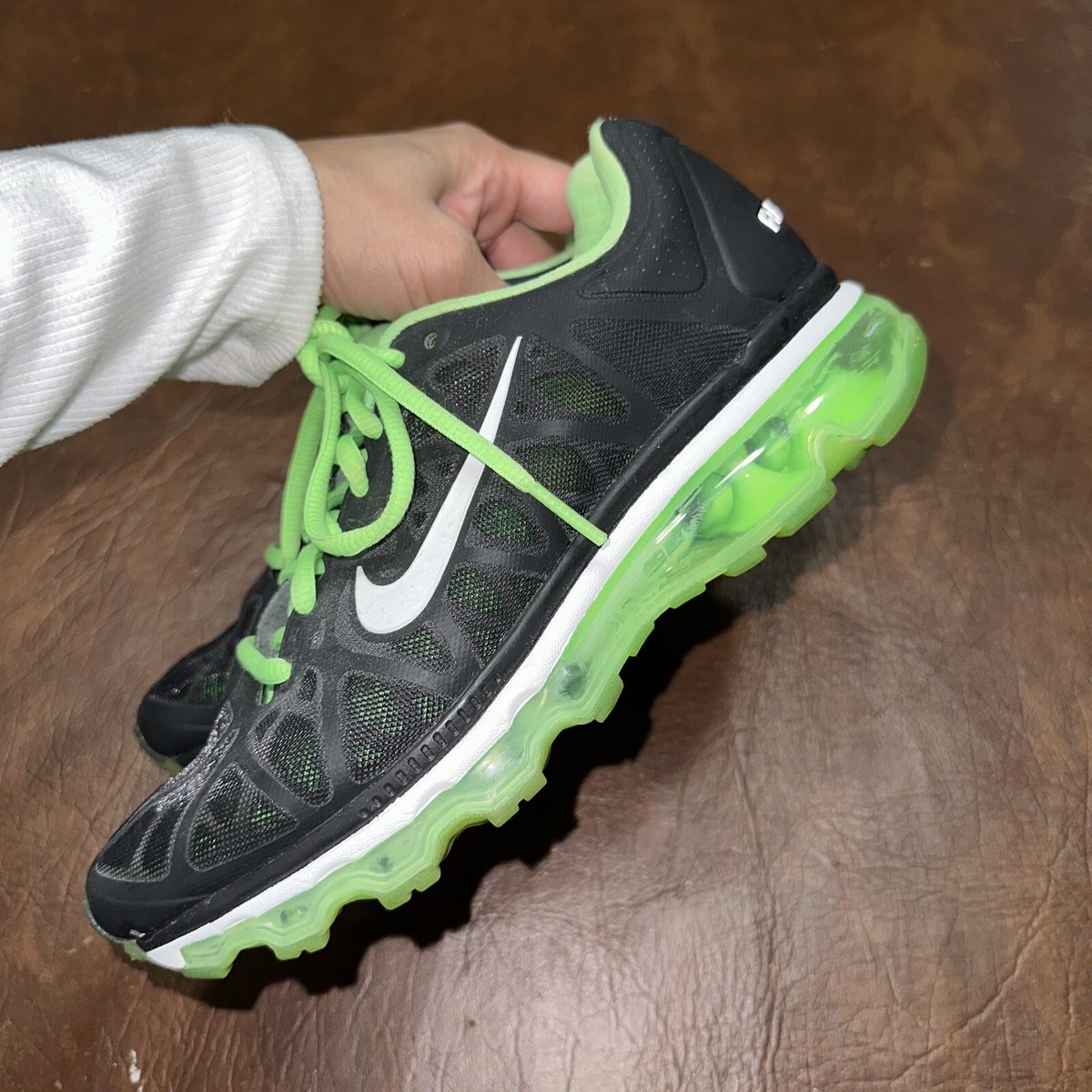 GUC Nike Air Max+ 2011 Black & Lime Green Sneakers 6 | eBay