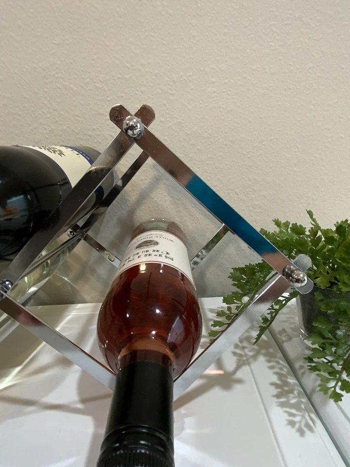 De Colección Pier 1 Importaciones Cromo Mesa Plegable Vino Estante 3 Botellas Caja Original Nuevo de Lote Antiguo Foto 4 de 4