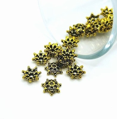 4, 20 or 50 BULK pcs Antiqued Gold 8 mm Bead Caps- US Seller - AG973