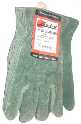 Lambert GRSW415N Green Stonewash Suede Leather Gloves w Foam Lining Medium USA