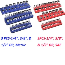 WORKPRO Magnetic Socket Organizer Set 3PCS Socket Holder Set 1/4", 3/8" and 1/2"