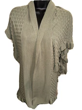Joseph A Green Tone Cape Sleeves Cardigan Ruffle Look Size Small Woman's