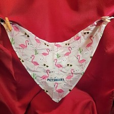 30" X 16" FLAMINGO BANDANA Dog Pet petsmart White Nylon fashion kerchief collar