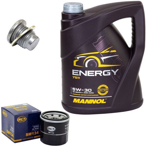 MotoröL Set 5W-30 5 Liter + ÖLfilter SM 134 + Schraube FüR Renault Twingo Clio I-image