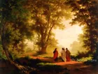 Canvas Print Oil painting Picture Jesus in the forest landscape on canvas L403