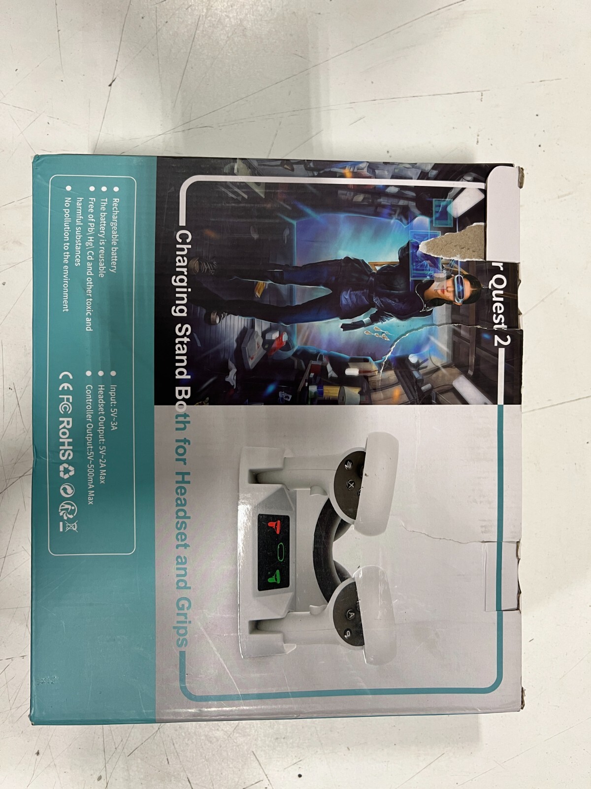 Charging Station for Quest 2, VR Headset Charging Dock Accessories Stand Holder-image