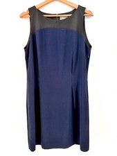 Hoss Women Formal Straight Work Office Dress Sleeveless Blue Size 42 R867