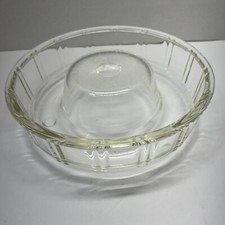 Queen Anne Glasbake Clear Fluted Glass Cake Pan Gelatin Ring Mold Vtg *See pics*