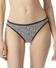NWT MICHAEL KORS CHEETAH PRINT BIKINI SWIM BOTTOM BLACK WHITE LARGE MSRP 65.00