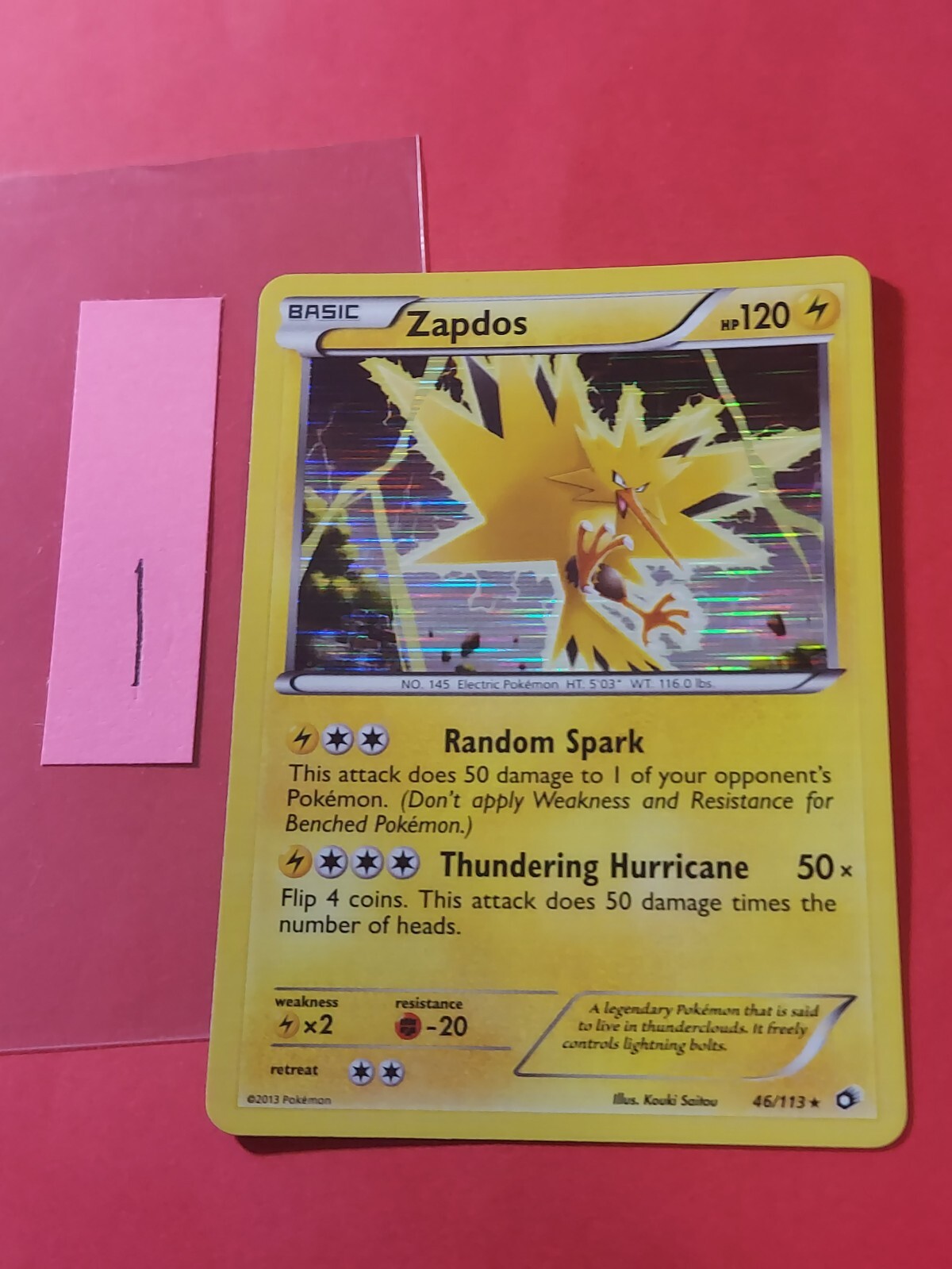 2013 Pokemon Black and White Legendary Treasures Reverse Foil #46 Zapdos HOLO, R