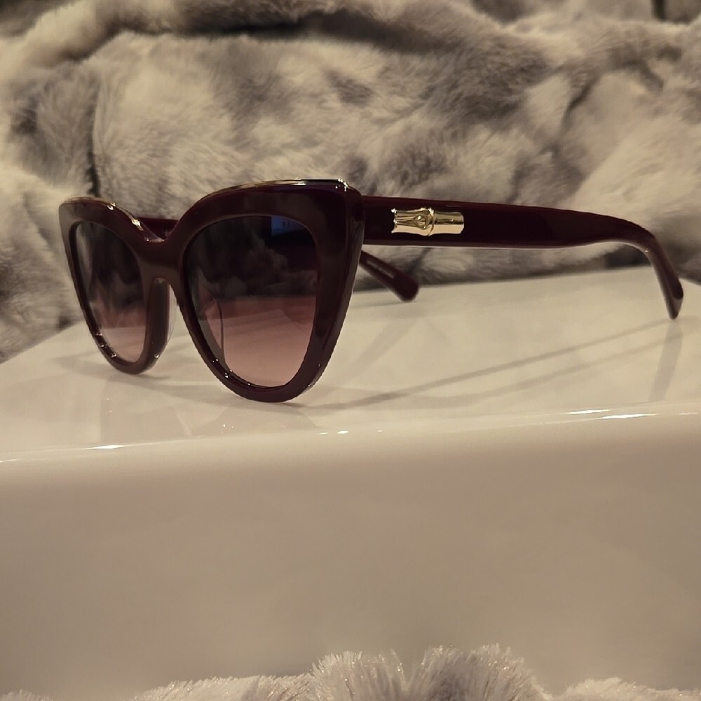 Longchamp Paris Burgundy Cat Eye Sunglasses Brand New In Case Sunglasses Burgundy - Acetate | Longchamp US main image 2