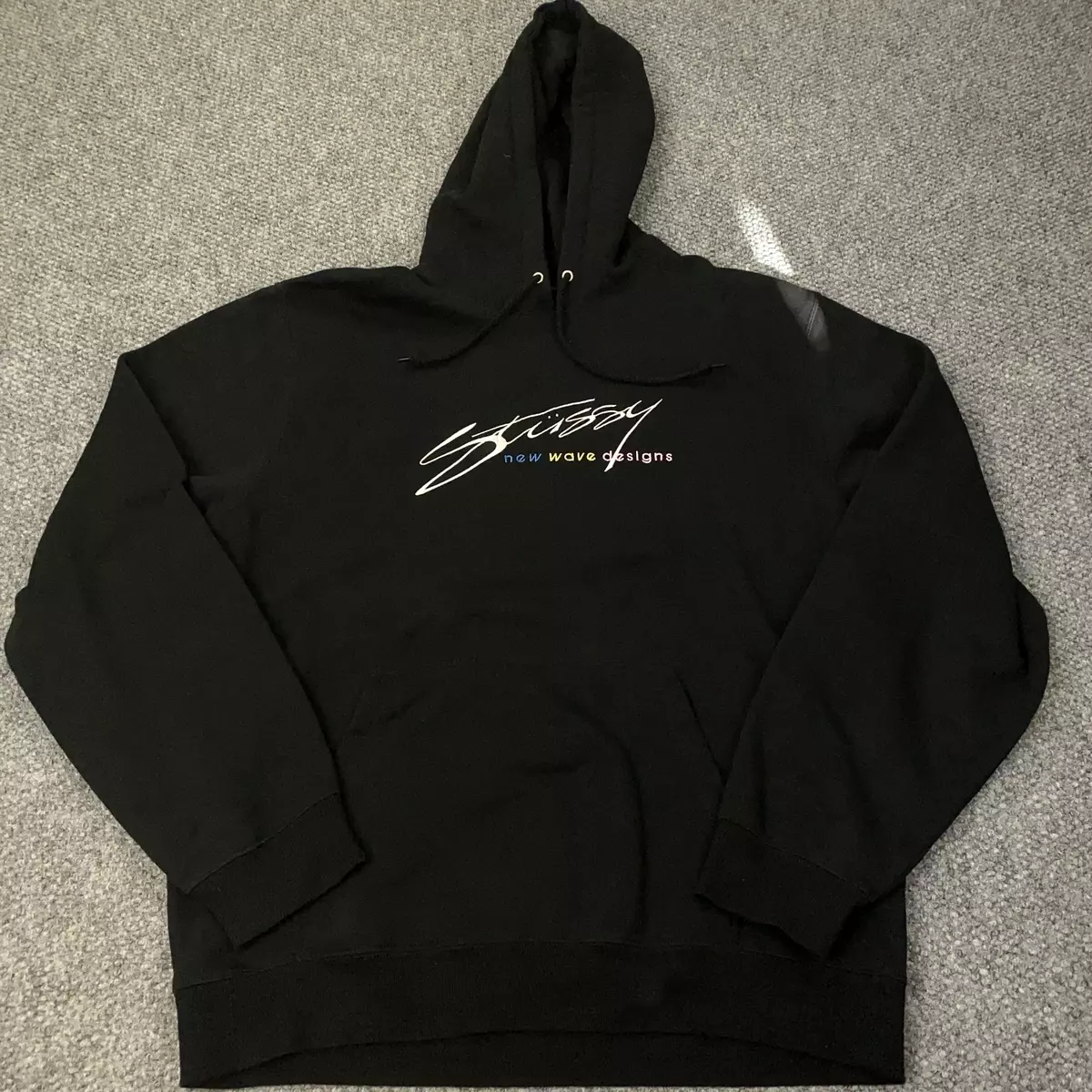 Black stussy hoodie mens hot sale