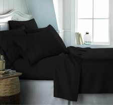 LUXURY HOTEL'S BEDDING SET 600 TC 100 EGYPTIAN COTTON US SIZE COLOR BLACK SOLID