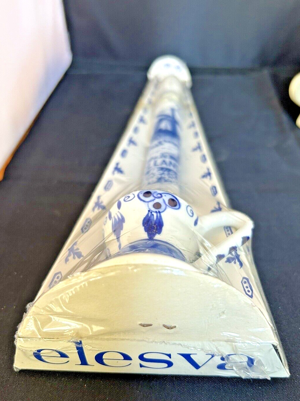 Vintage Delft Candlestick Holder and Trinket Tray Bureau Set of 2