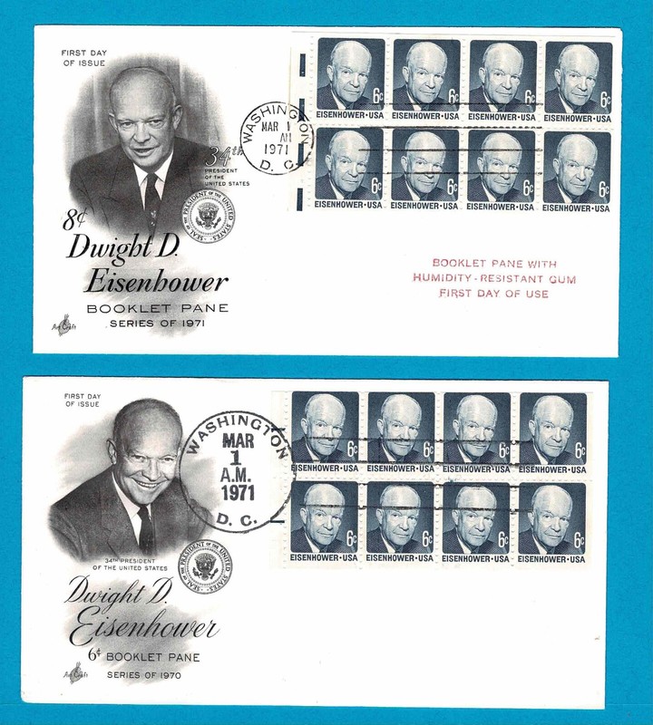 1393a First day covers, March 1, 1971 - Ike booklet panes - humidity resist gum,