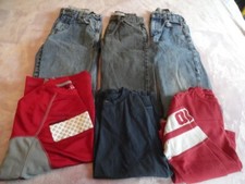 6 PC Boys Lot 3 Jeans, 3 Long Sleeve Shirts Old Navy, Lands End, Cherokee - SZ 8