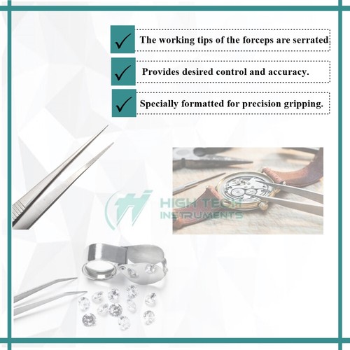 Precision Serrated Tweezers For Jewelry Making & Fixing 6" Stainless Steel - Picture 3 of 3