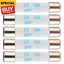 Digital Multimeter Fuse 10A 600V DC Fast Acting Nickel-Plated Brass Ceramic Fuse