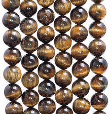 8MM TIGER EYE GEMSTONE GRADE AB ROUND LOOSE BEADS 7.5"