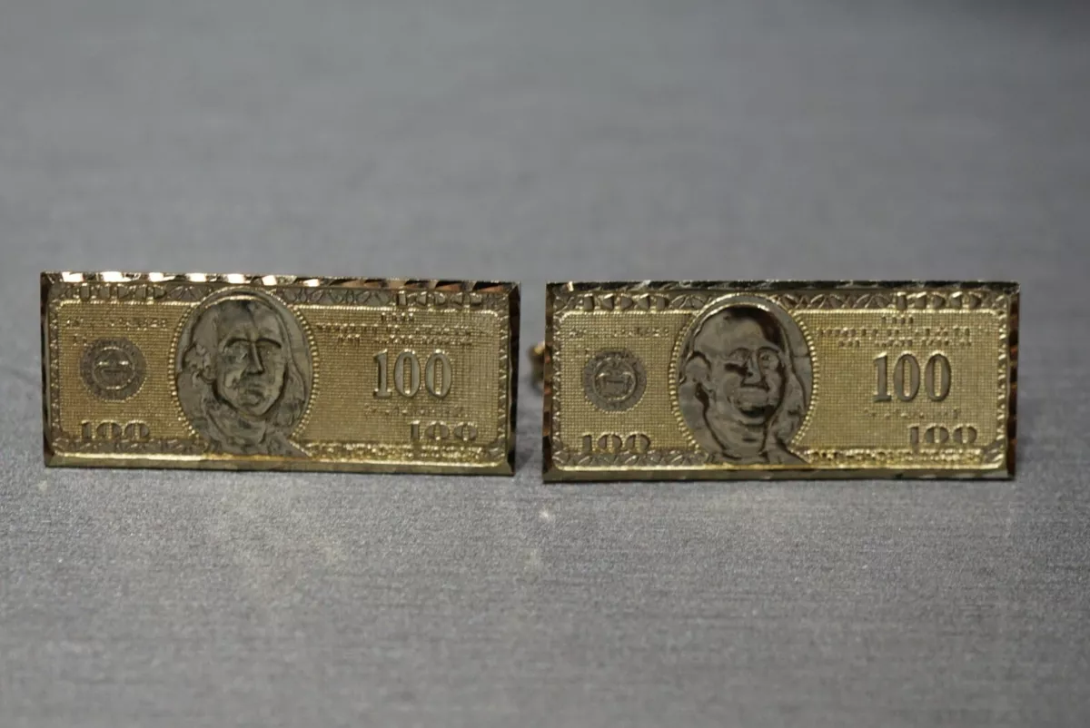 Gold dollar bill earrings sale