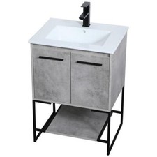 Elegant Decor Gerard 24" Single Porcelain Top Bathroom Vanity in Concrete Gray
