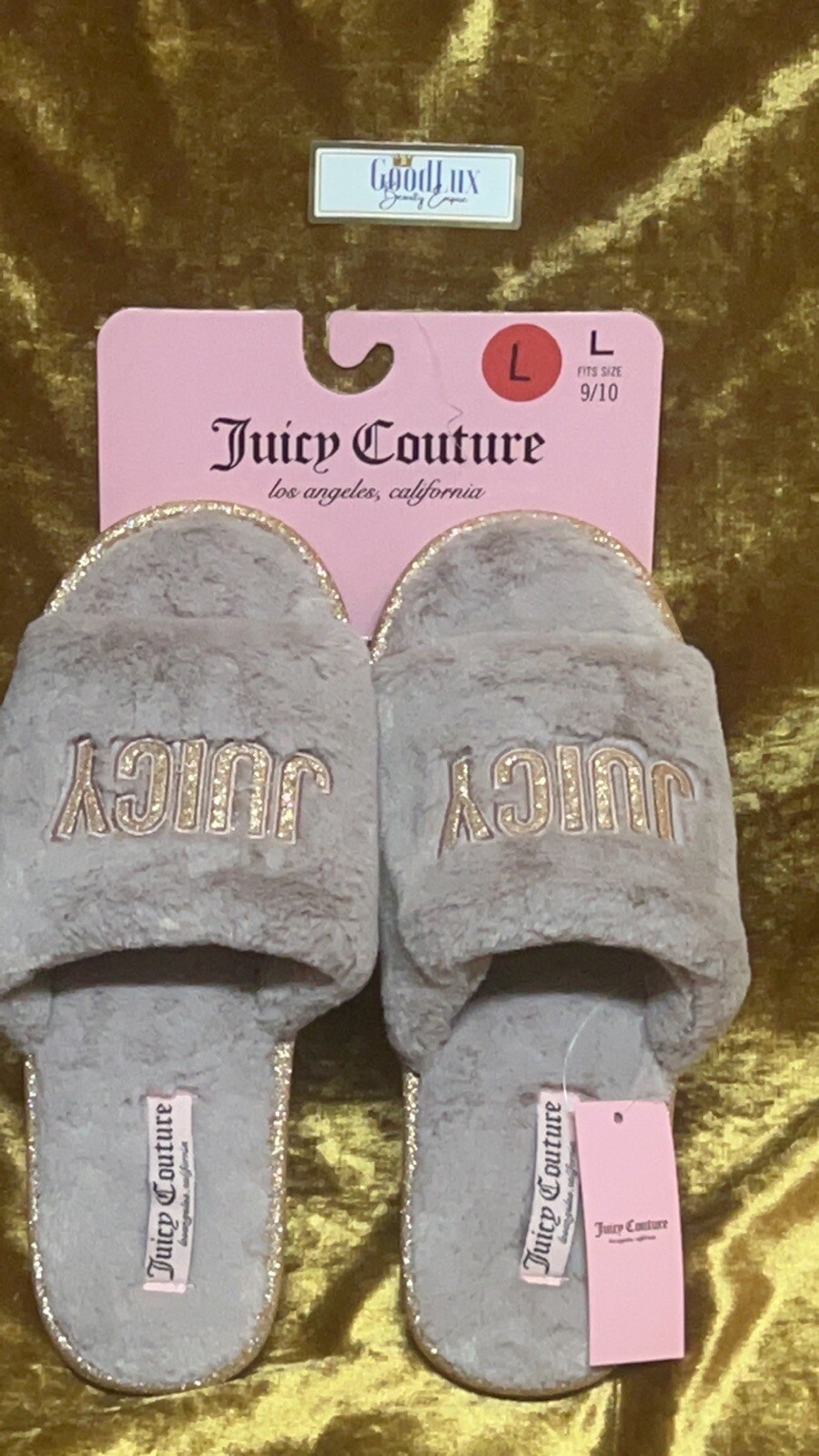 PANTOFOLA D’ORO Pantofole slip on Juicy Couture JC HER impreziosite in pelliccia sintetica taglia L 9 10 oro rosa