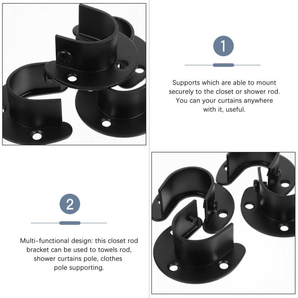 4pcs Stainless Steel Rod Socket Wardrobe Flange Rod Holder Closet Rod