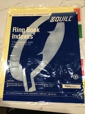 Quill 5 Color Tab Dividers With Insertable Labels # 7-8115 (Ring Book Indexes)