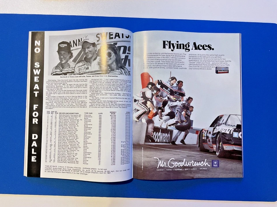 NASCAR Martinsville Speedway Programa Oficial 1989 Dale Earnhardt SR JR Kelly Foto 3 de 3