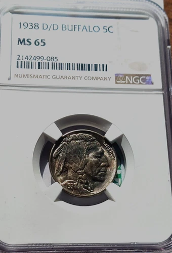 1938 D/D BUFFALO NICKEL , NGC MS65