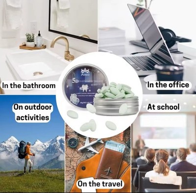 50 Tablets All-In-One Travel Mint Toothpaste Chewable Tablets, Travel Toothpaste