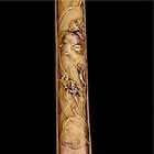 Art Nouveau Pendentif Porte Crayon Plaqué Or Femme & Iris Signé E DROPSY