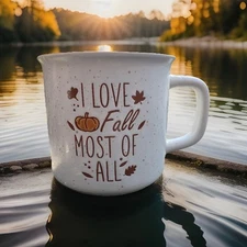NWT Large 18oz "I Love Fall Most Of All" Ceramic Coffee Mug - Autumn Vibes!