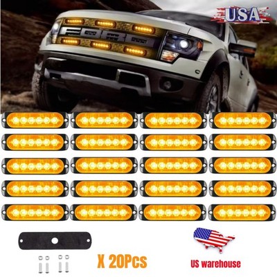 20X 6 LED Strobe Light Bar Car Truck Flashing Warning Hazard Beacon Amber Light