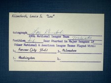 1958 A's: Lou Klimchock, SIGNED Vintage 3x5 (VC)