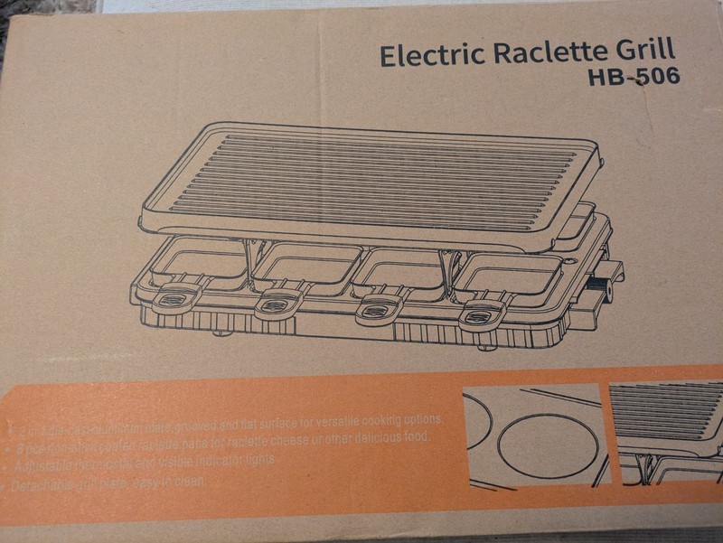 Electric Raclette Table Grill with 8 Warming Trays, 2-in-1 Korean BBQ HB-506
