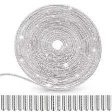 MTLEE Rhinestone Shoe Laces Bling 5.47 Yards, Silver
