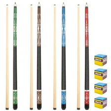 Pool Cue, 58" Pool Stick, Pool Sticks Set of 4 Maple Wood Billiard Pool Cues ...