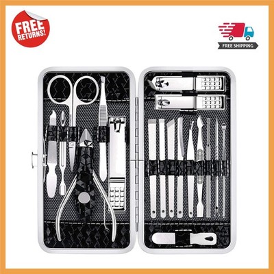 Complete Nail Care Set with Stylish Leather Case - Perfect for Every Traveler