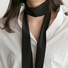 Long Narrow Scarf 190x5cm Women Chiffon Silk Ribbon Red Black Headband