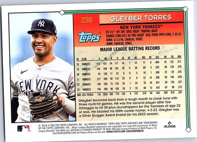 Gleyber Torres 2024 Topps Archives #236 New York Yankees | eBay