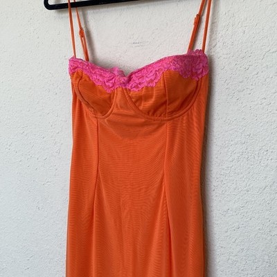 HOUSE OF CB 'Aiza' Flame Orange Maxi Dress NWOT size M A-C | eBay